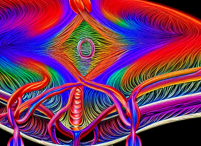 Image similar to The band tool performing live, colorful, photo realistic, Alex Grey, 8k, detailed,