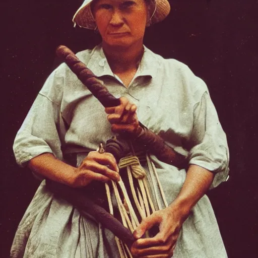 Image similar to a woman holding a kanabo