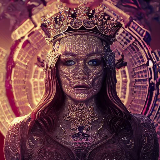 Image similar to the queen of metal, 4 k, intricate detailed, jaw dropping, gorgeous, surreal, octane render