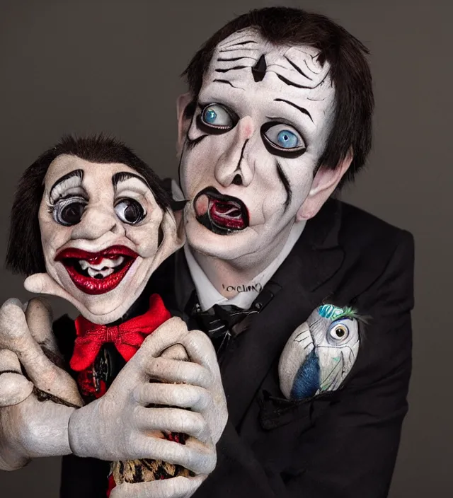 Image similar to hyper realistic photography of ventriloquist puppet, scott radke