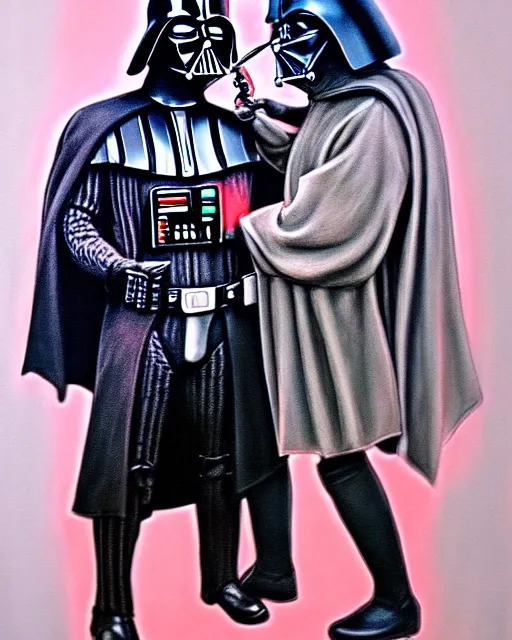 Image similar to pastel painting portrait of darth vader choking a rebel, high production value, intricate details, high resolution, hdr, high definition, masterpiece, realistic, ultrarealistic, highly detailed, hd, sharp focus, non blurry, sharp, smooth