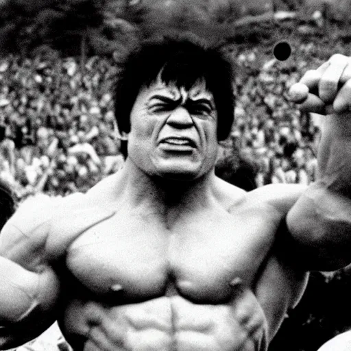 Image similar to hulk performing at woodstock