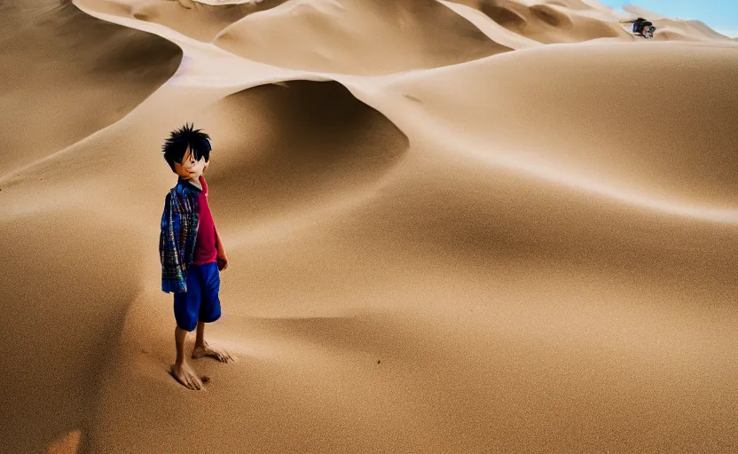 Image similar to a luffy in sand dunes, photography