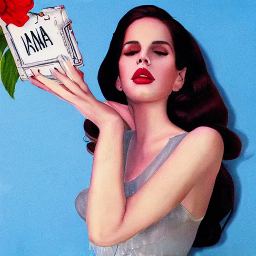 Image similar to Lana del rey album cover, photorealistic