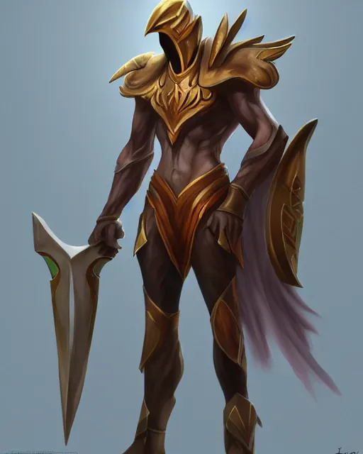 Image similar to realistic illustration of Azir League of Legends standing pose deviantart artstation concept art 4k