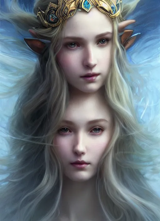 Prompt: beautiful perfect face portrait of a seductive princess zelda dreaming in underwater murky light, wind blown hair! dark fantasy esoteric, closeup, d & d, fantasy, intricate, elegant, highly detailed, digital painting, artstation, concept art, matte, sharp focus, illustration, art by artgerm and tom bagshaw and greg rutkowski and alphonse mucha