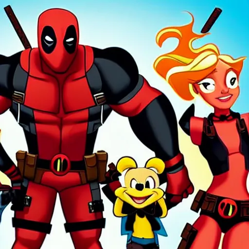 Prompt: Deadpool in a Disney animated movie 4K quality