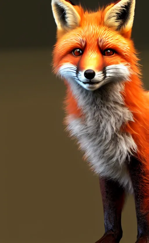 Image similar to portrait of the cutest red fox ever, fluffy, photorealistic, soft lighting, unreal engine