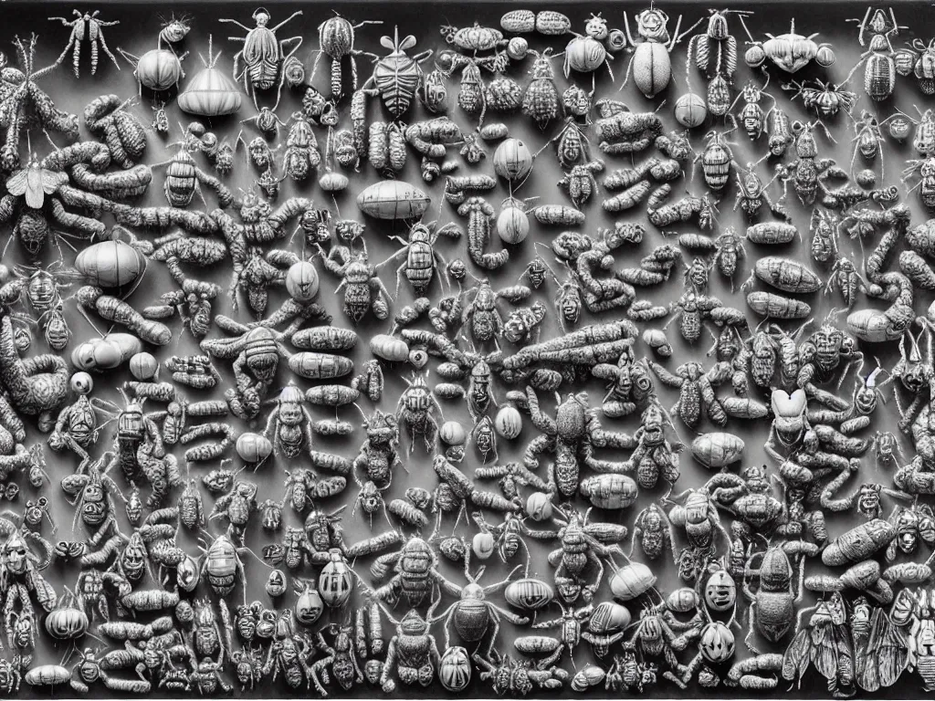 Image similar to by laurie lipton, a bunch of toys that are in the air, polycount, rococo, made of insects,