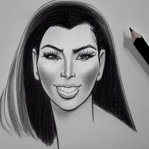 Image similar to milt kahl pencil sketch of kim kardashian