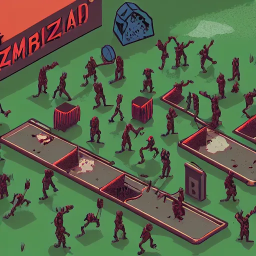 Image similar to zombie apocalypse by guillaume kurkdjian, isometric, detailed