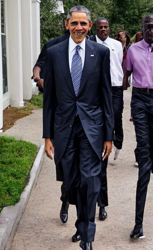 Image similar to Barrack Obama wearing Supreme and gucci, he do have that drip tho