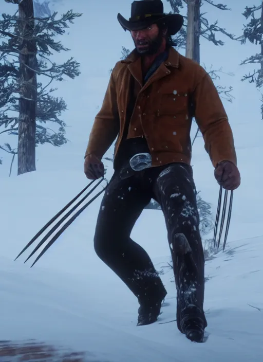 Image similar to film still of wolverine in red dead redemption 2 ( 2 0 1 8 video game )