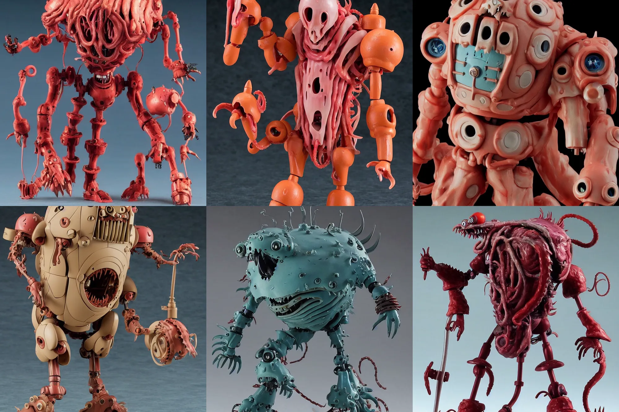 Prompt: A Lovecraftian scary giant mechanized adorable butcher from Studio Ghibli Howl's Moving Castle (2004) as a 1980's Kenner style action figure, 5 points of articulation, full body, 4k, highly detailed. award winning sci-fi. look at all that detail!