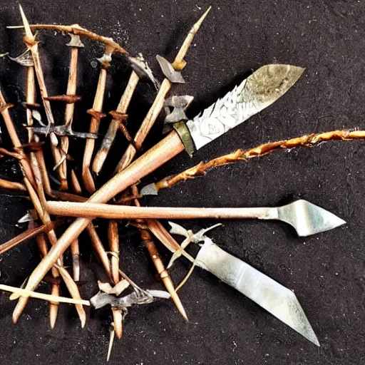 Image similar to spikes, pins, needles, thorns, nails, skewers, spear, harpoon, knife