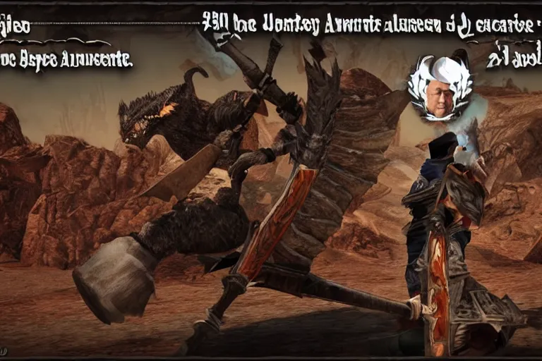 Image similar to joe biden monster hunter screenshot, switch axe