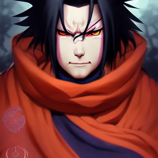 Image similar to portrait of madara uchiha from naruto shippuden, highly detailed, digital painting, artstation, concept art, smooth, sharp focus, illustration, art by artgerm and greg rutkowski and alphonse mucha, beautiful composition