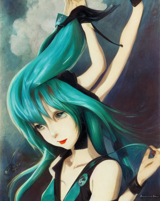 Prompt: Hatsune Miku by Enoch Bolles