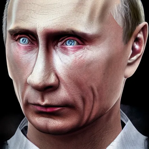 Image similar to bodyhorror portrait of vladimir putin who became an ugly retarded lovecraftian monstrosity, photo - realistic, color image, 2 k, highly detailed