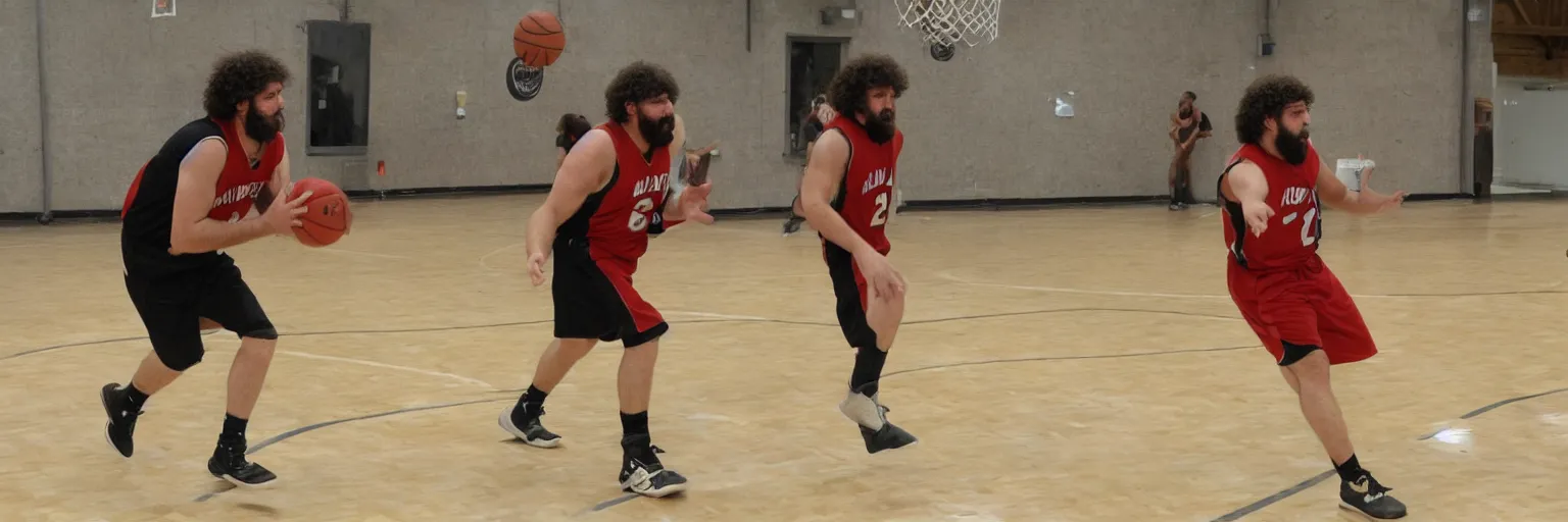 Image similar to picture of caveman playing basketball