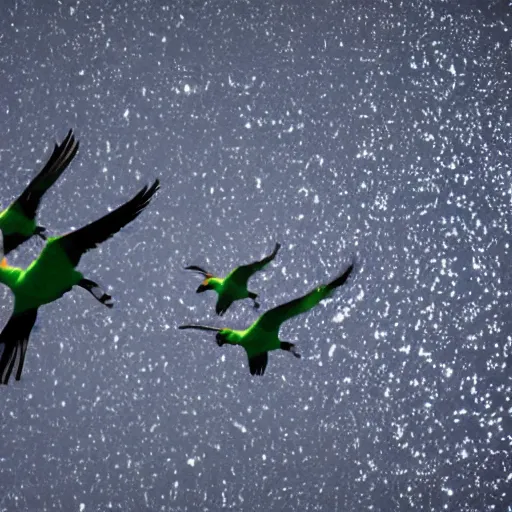 birds flying in zero gravity Stable Diffusion OpenArt