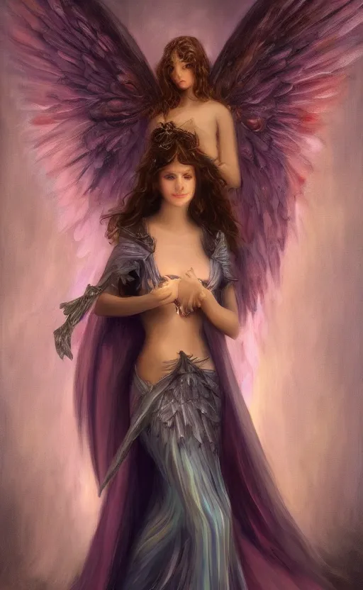 Image similar to Angel knight gothic girl. By Konstantin Razumov, Fractal flame, chiaroscuro, highly detailded