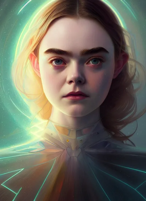Prompt: symmetry!! portrait of elle fanning, lily collins, anya taylor - joy, sci - fi, tech wear, glowing lights!! intricate, elegant, highly detailed, digital painting, artstation, concept art, smooth, sharp focus, illustration, art by artgerm and greg rutkowski and alphonse mucha