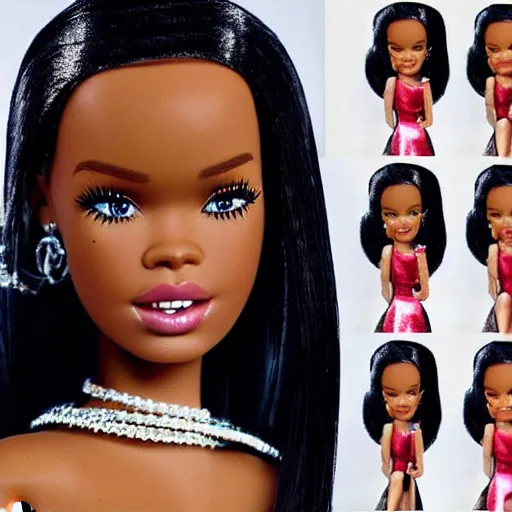 Image similar to rihanns as a barbie doll, photorealistic, highly detailed,