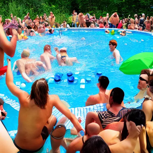 Image similar to a poolparty for frogs