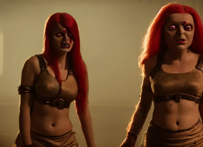 Image similar to film still of leela the cyclops in the scifi movie, 4 k