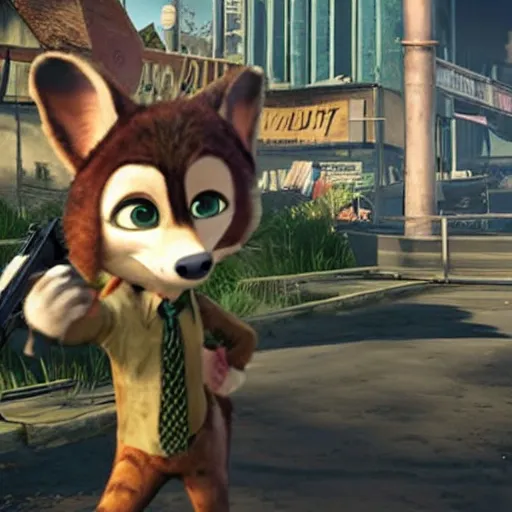 Image similar to max payne 4 set in zootopia