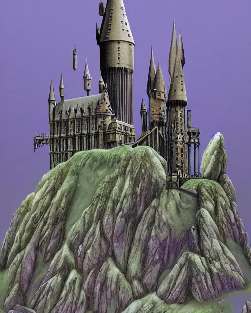 Prompt: hogwarts by roger dean, biomechanical, 4 k, hyper detailed