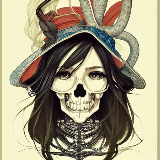 Image similar to anime manga skull portrait young woman skeleton, bugs bunny, intricate, elegant, highly detailed, digital art, ffffound, art by JC Leyendecker and sachin teng