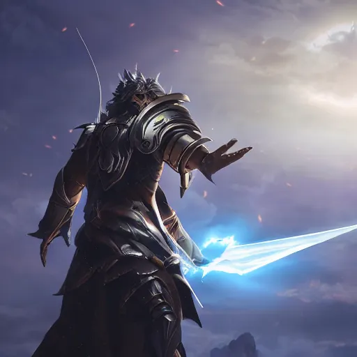 Image similar to epic cinematic artwork of a paladin casting a holy spell with his sword, holy light, digital art, 4k, masterpiece