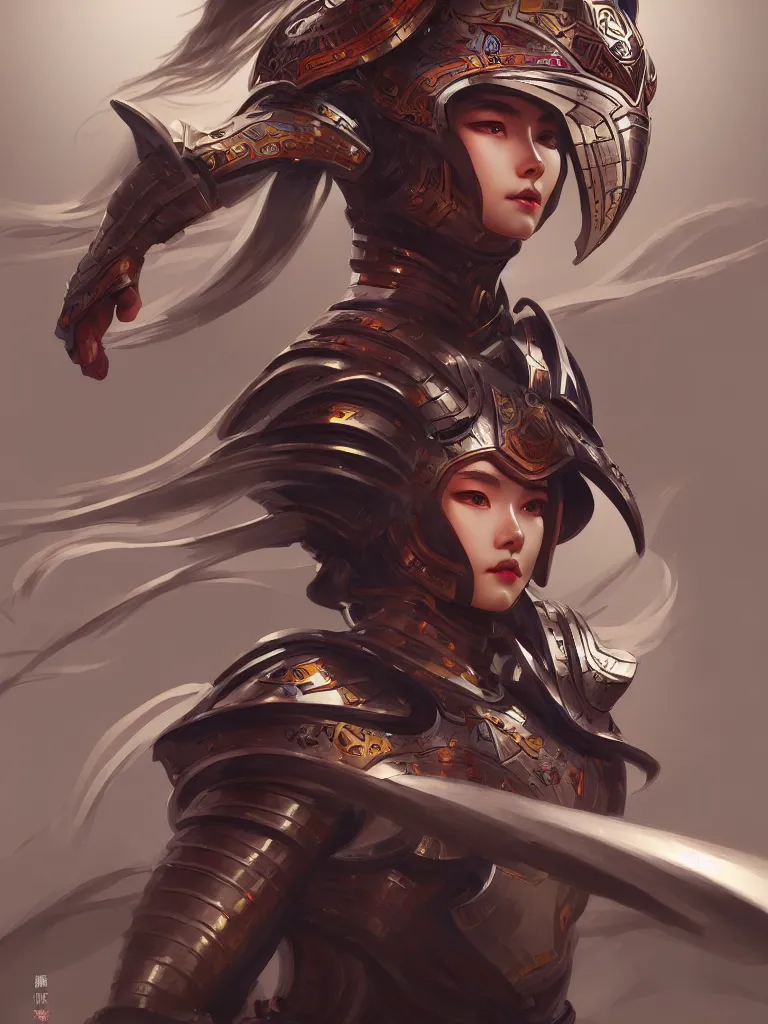 Image similar to portrait hero action pose of futuristic wetern female knights of zodiac, chinese dragon concept art, highly detailed, digital painting, artstation, sharp focus, illustration, art by tan zi and ayanamikodon and alphonse mucha and wlop