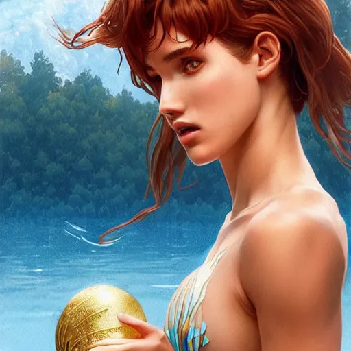 Image similar to ultra realistic illustration, bella thorne as the olympics swim team anime, intricate, elegant, highly detailed, digital painting, artstation, concept art, smooth, sharp focus, illustration, art by artgerm and greg rutkowski and alphonse mucha and wlop