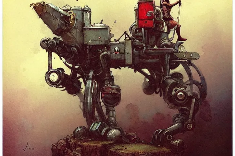 Image similar to adventurer ( ( ( ( ( 1 9 5 0 s retro future robot magazine print press machine. muted colors. ) ) ) ) ) by jean baptiste monge!!!!!!!!!!!!!!!!!!!!!!!!! chrome red