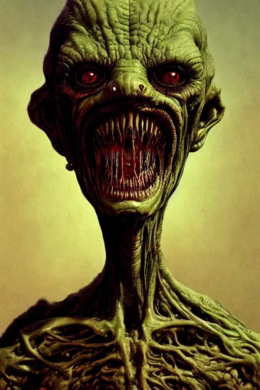 Image similar to perfectly - centered horror portrait - photograph of a brutal scary terrifying ugly monstrous alien goblin creature real life portrait by beksinski and jean delville, slimy pus oozing specular, unreal engine 5, photorealism, hd quality, 8 k resolution, cinema 4 d, hdr dramatic cinematic lighting