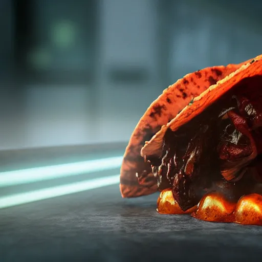 Image similar to demon taco photo realistic, dramatic cinematic lighting, octane render, 4 k, ultra detailed