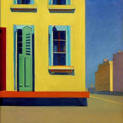 Prompt: painting of a house in New Orleans during Marci Gras, by Edward Hopper