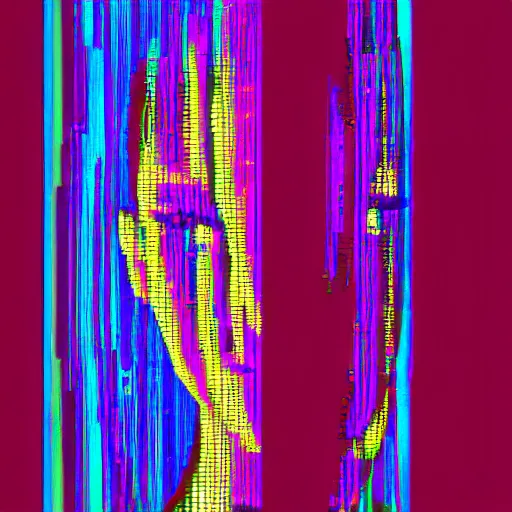 Image similar to video processing vhs glitch art in the silhouette of a woman, ethereal glow, line - art,