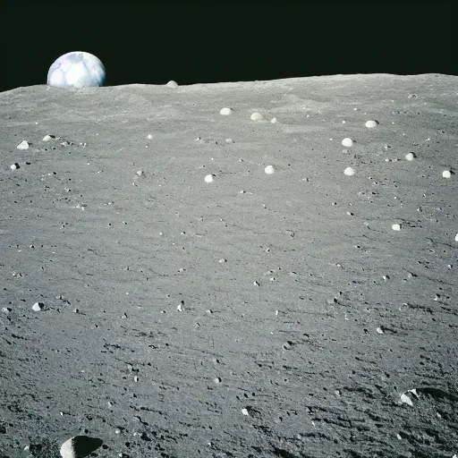 Image similar to a photography of a green soccer pitch on the moon, extreme long shot, realistic