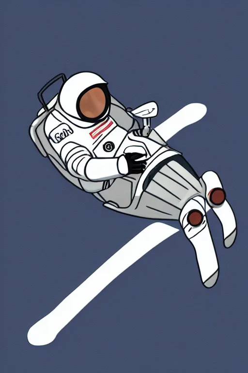 Image similar to simplistic, basic digital drawing in photoshop of astronaut driving a sci - fi flying vehicle