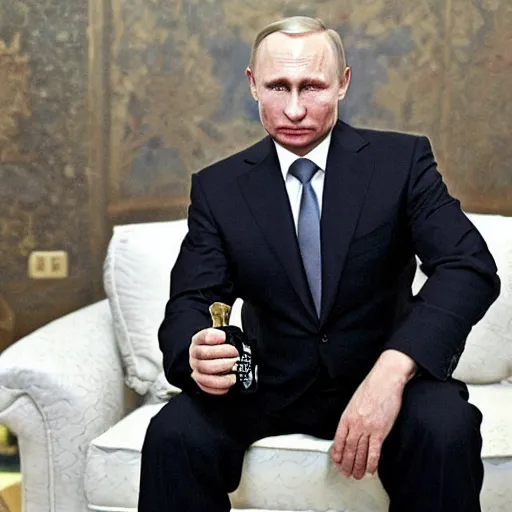 Prompt: vladimir putin holding a bomb