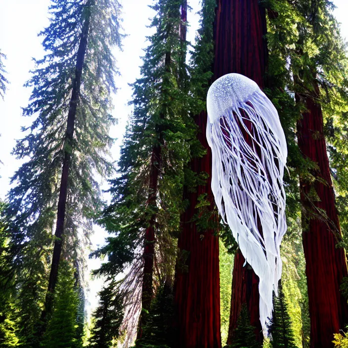 Image similar to giant jellyfish among the giant sequoia trees at 2875 adanac.st vanvcouver,british columbia,canada