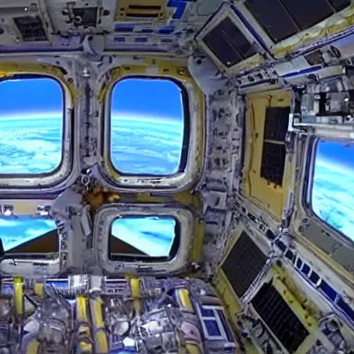 Image similar to homer simpson goes too space footage from the iss, homer simpson in the iss, realistic, hdr, clear image,