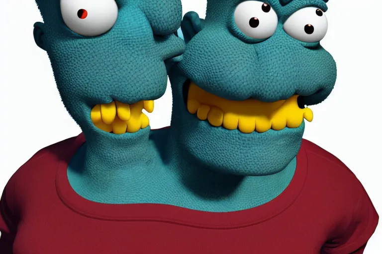 Image similar to mutant simpsons monster, 3 d rendering, foul