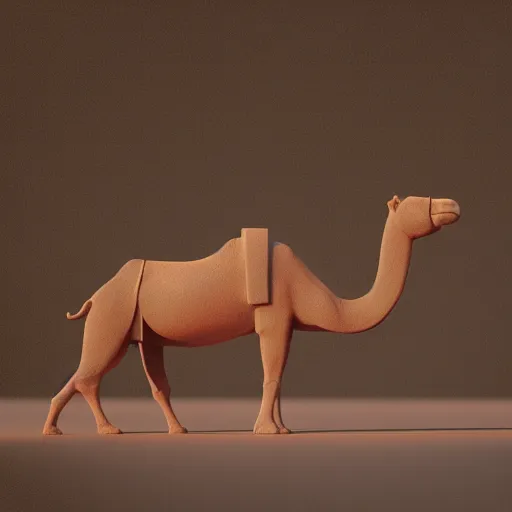 Image similar to camel sculpture made of opal, octane render , HDR