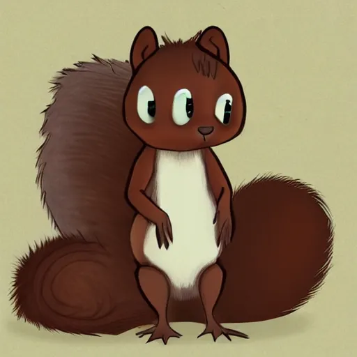 Image similar to a cute squirrel whit fluffy fur drawn concept art