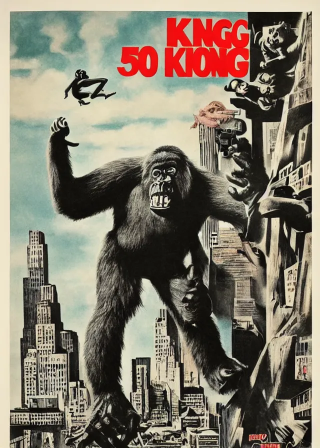 Image similar to king kong in attack of the 5 0 ft woman movie poster print